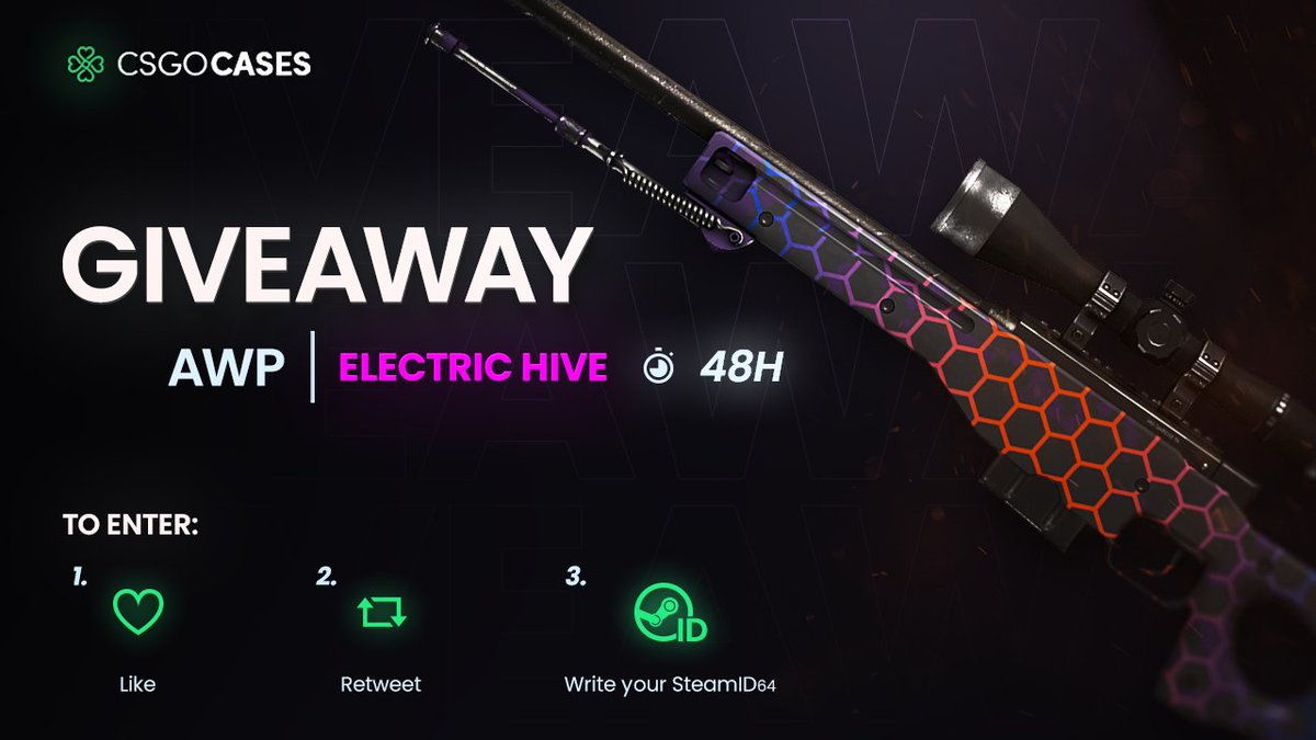 💥AWP | Electric Hive (MW) GIVEAWAY💥

How to Enter: 
💗Like
🔁Retweet
✍️Write your SteamID64

🎁Winner will be announced after 48h⏰

#cs2giveaways #cs2skins #csgocases #cs2skinsgiveaway #cs2community #giveaway #CS2Giveaway #CS2 #CounterStrike2 #CS2