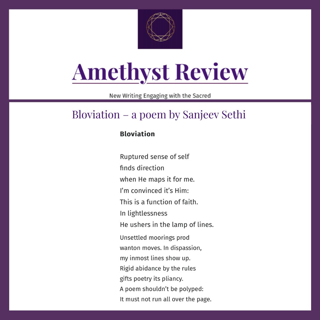 Canada-based Paddler Press has accepted my poem Anagoge for its Volume 15—Faith. It's guest edited by Peter Lily—my warm thanks to him. As it is my debut with the group, I am sharing a poem from the UK-based Amethyst Review.