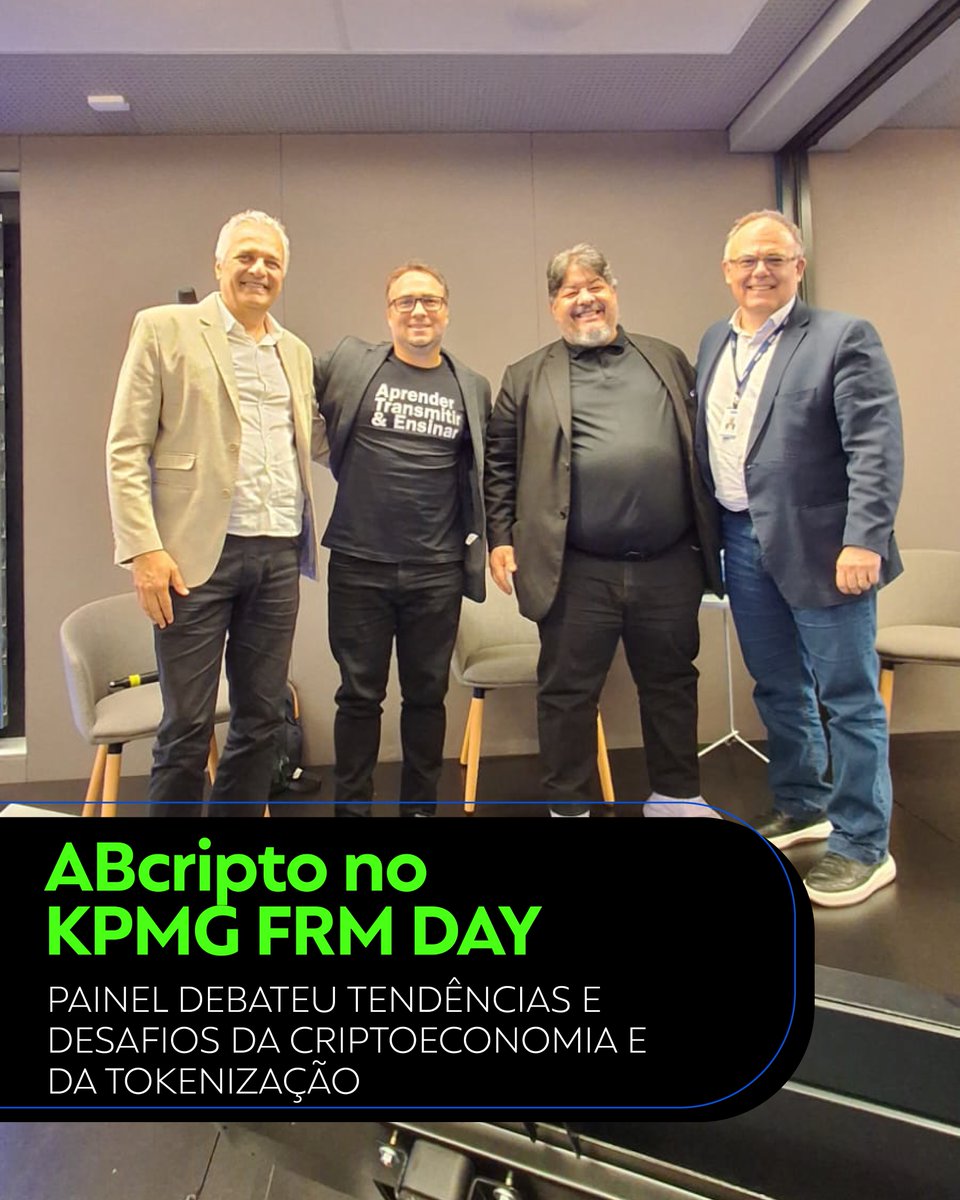 Na última sexta (12/09), a #ABcripto participou do FRM Day da <a href="/KPMG/">KPMG</a>. 🚀

Nosso diretor Fábio Moraes esteve no painel Criptoeconomia e Tokenização, debatendo regulação, inovação e o potencial da tokenização para ampliar o acesso a investimentos.

Obrigado pelo convite, KPMG!