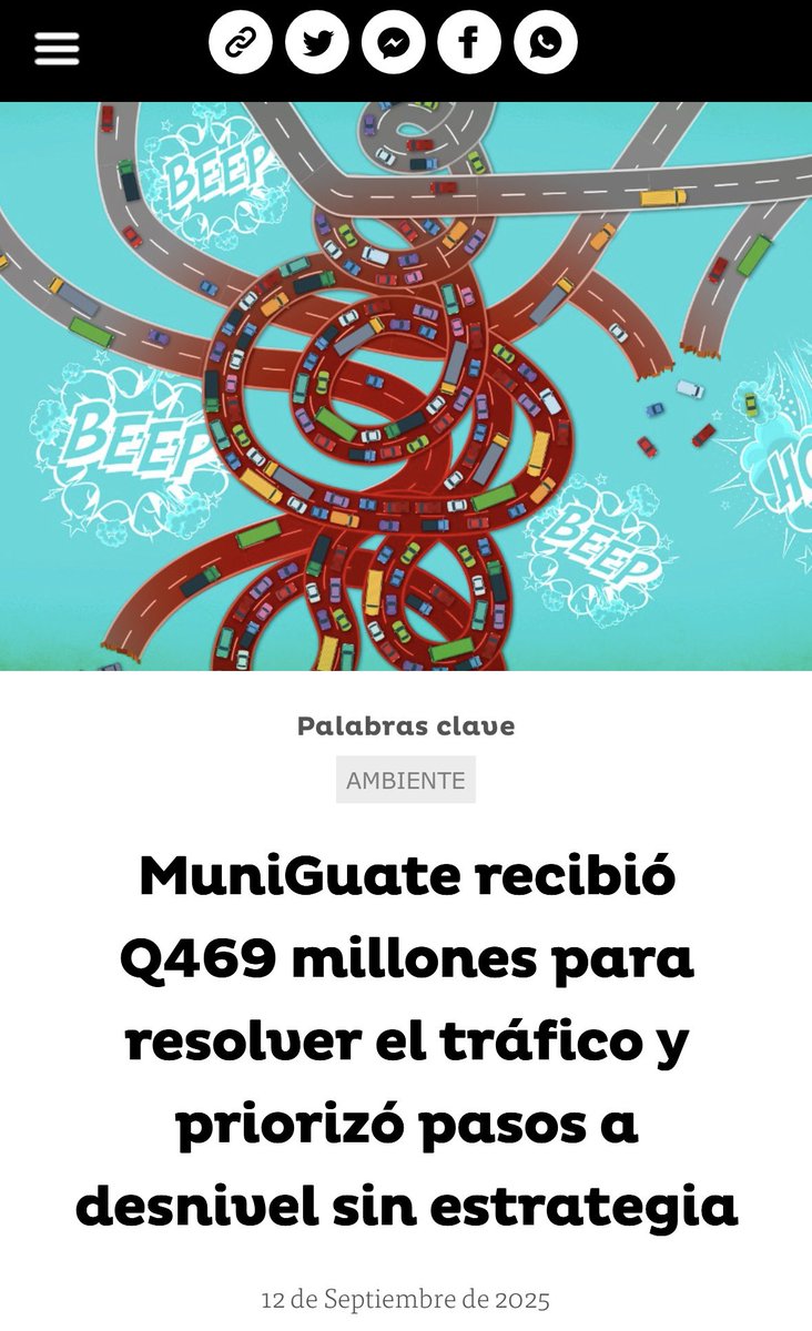 🚙 La <a href="/muniguate/">MuniGuate</a> sí tiene la responsabilidad de mejorar la terrorífica movilidad en el área metropolitana de Guatemala. 

Este reportaje de <a href="/PlazaPublicaGT/">Plaza Pública</a>, que investigó mi colega <a href="/jose_dag26/">José Pablo del Águila</a>, evidencia que no les importa resolver el problema: plazapublica.com.gt/ambiente/repor….