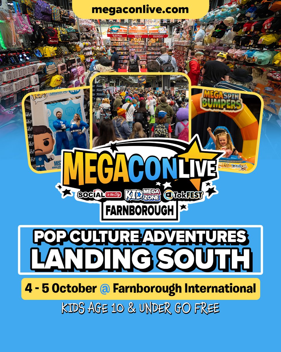 megaconlive's tweet image. TWO WEEKS until MegaCon Live Adventures land SOUTH at Farnborough International! Ready to find your fandom? ⭐ Join us 4-5 October (& don't miss our brand new Megaverse Ball on the Saturday evening!!) - Tickets on sale NOW at megaconlive.com