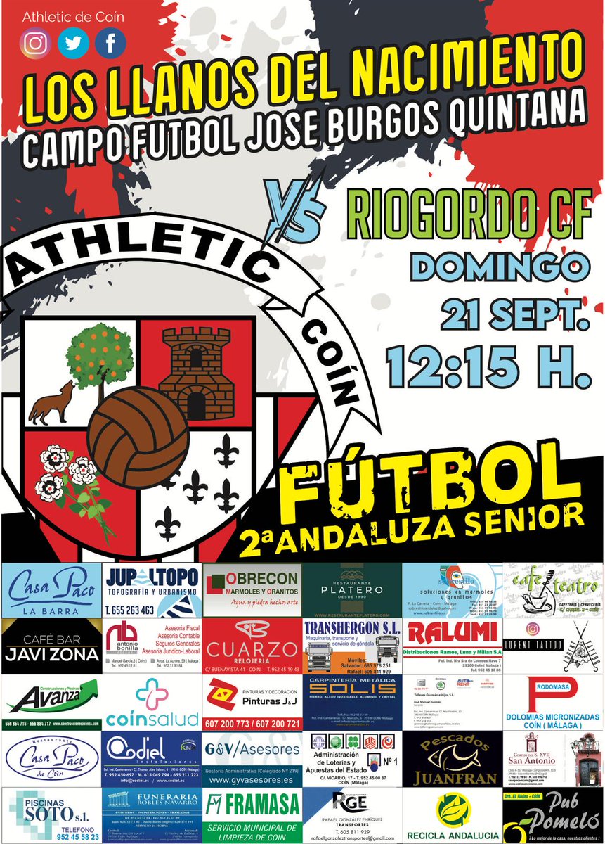 Primer partido del Athletic en casa

El domingo a las 12:15 en el Burgos Quintana, el Athletic recibe a Ríogordo, con el objetivo de sumar los tres puntos frente a su público

Previo al partidazo, a las 10 h ,el Juvenil arranca la temporada frente al Benamocarra

¡Vamos Athletic!