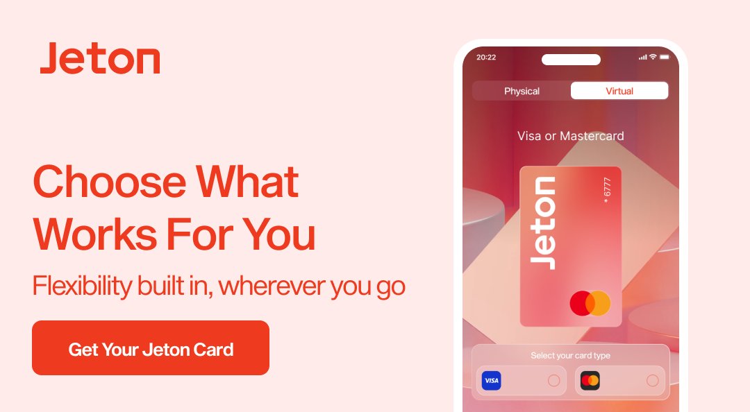 Your Jeton Card comes with a choice.

Go with Visa or Mastercard, either way, you’ll always have quick, safe, and simple payments at your fingertips.