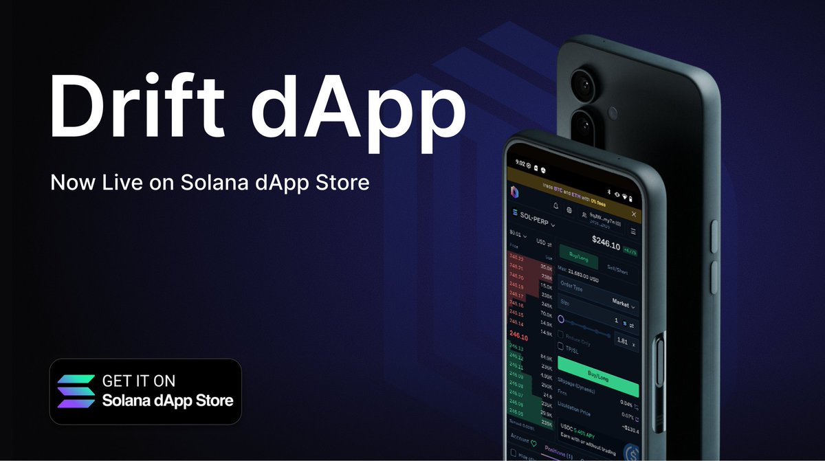 Drift is now available on the <a href="/solanamobile/">Seeker | Solana Mobile</a> dApp store!

Trade perps with a seamless, mobile-native experience right from your Seeker, all powered by <a href="/solana/">Solana</a>.
