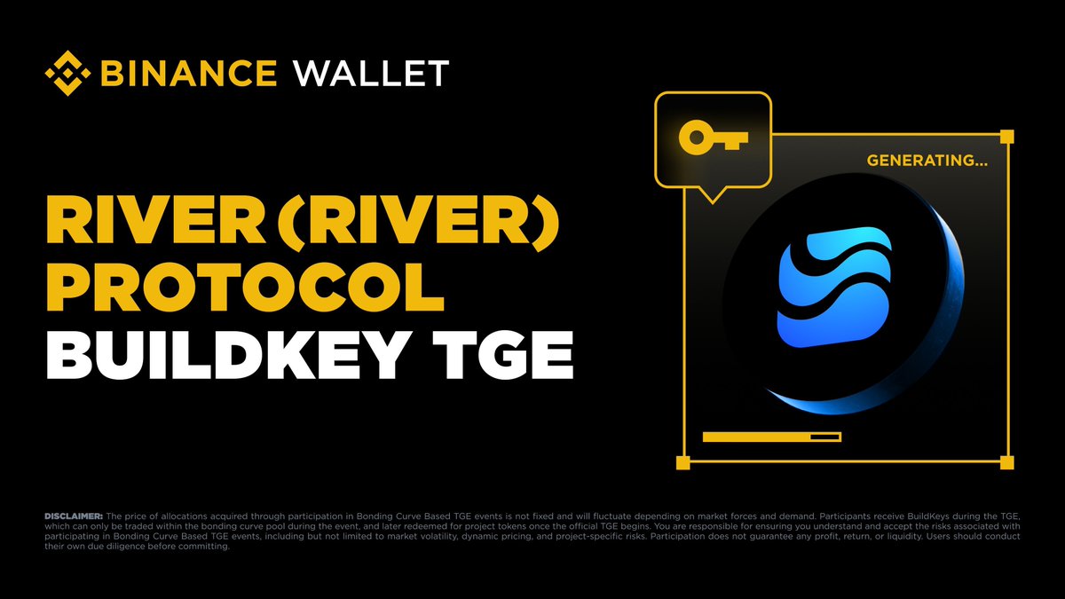 LokidNFT's tweet image. 🥳 @RiverdotInc hace historia en Binance Wallet!

🏆 Primer proyecto en lanzarse con el nuevo BuildKey TGE.
📈 Compra BuildKeys en la bonding curve (precio sube a medida que entra gente).
💰 Canjea después por $RIVER cuando el token se active.
🔥 Liquidez temprana + comunidad…