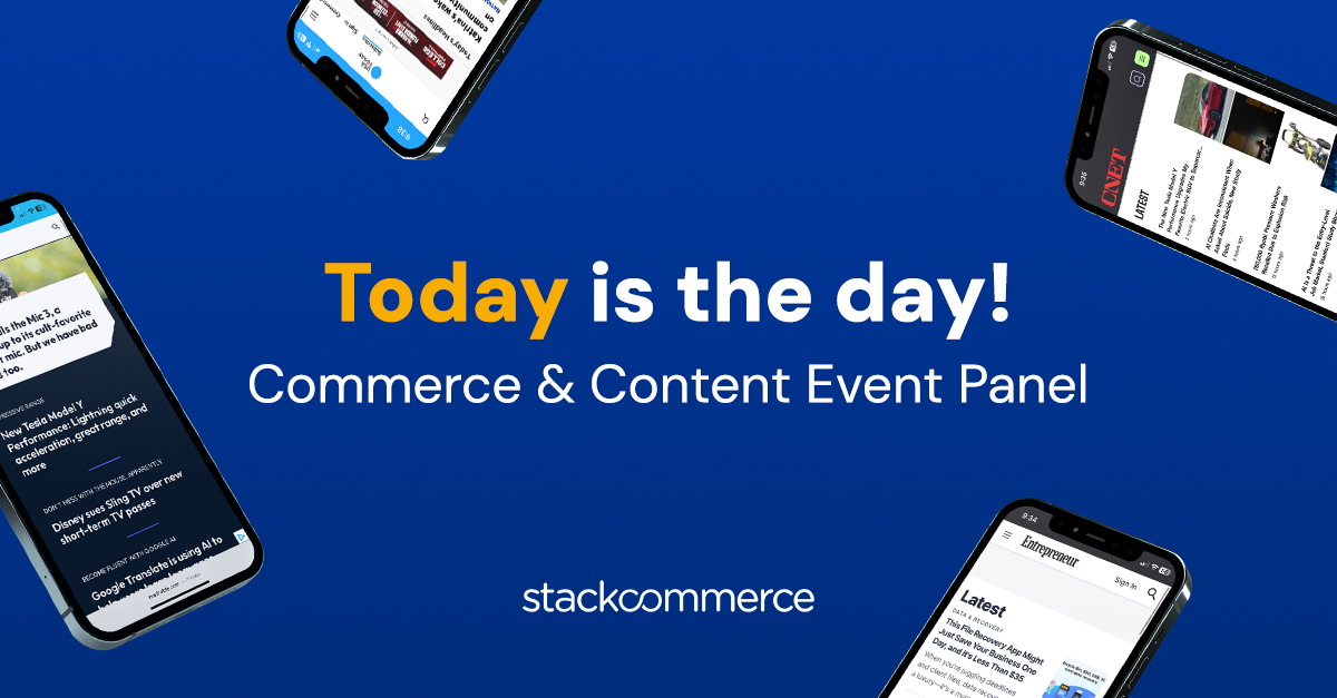 StackCommerce's tweet image. ‼️There's still time to register‼️ stackcommerce.wixsite.com/contentcommerce
At 1PM ET, we'll kick off our FREE live panel discussion, #Commerce & #Content Trends: What's Working Right Now, with multiple #publishing and #affiliate industry experts. 
#ContentMarketing #Ecommerce #DigitalMarketing