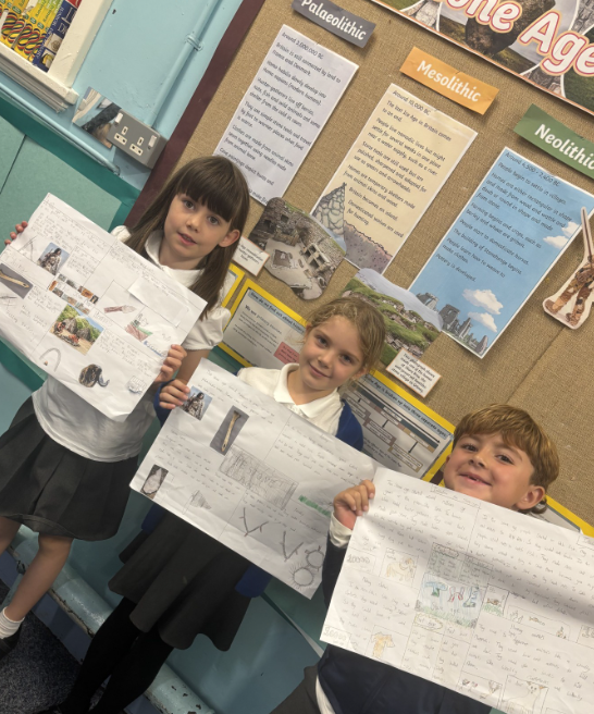 latimerprimary's tweet image. Year 3 are learning about The Stone Age in History, art and English this term. They have worked so hard and have enjoyed producing a Stone Age fact poster. #3JS #LatimerHistory #LatimerEnglish