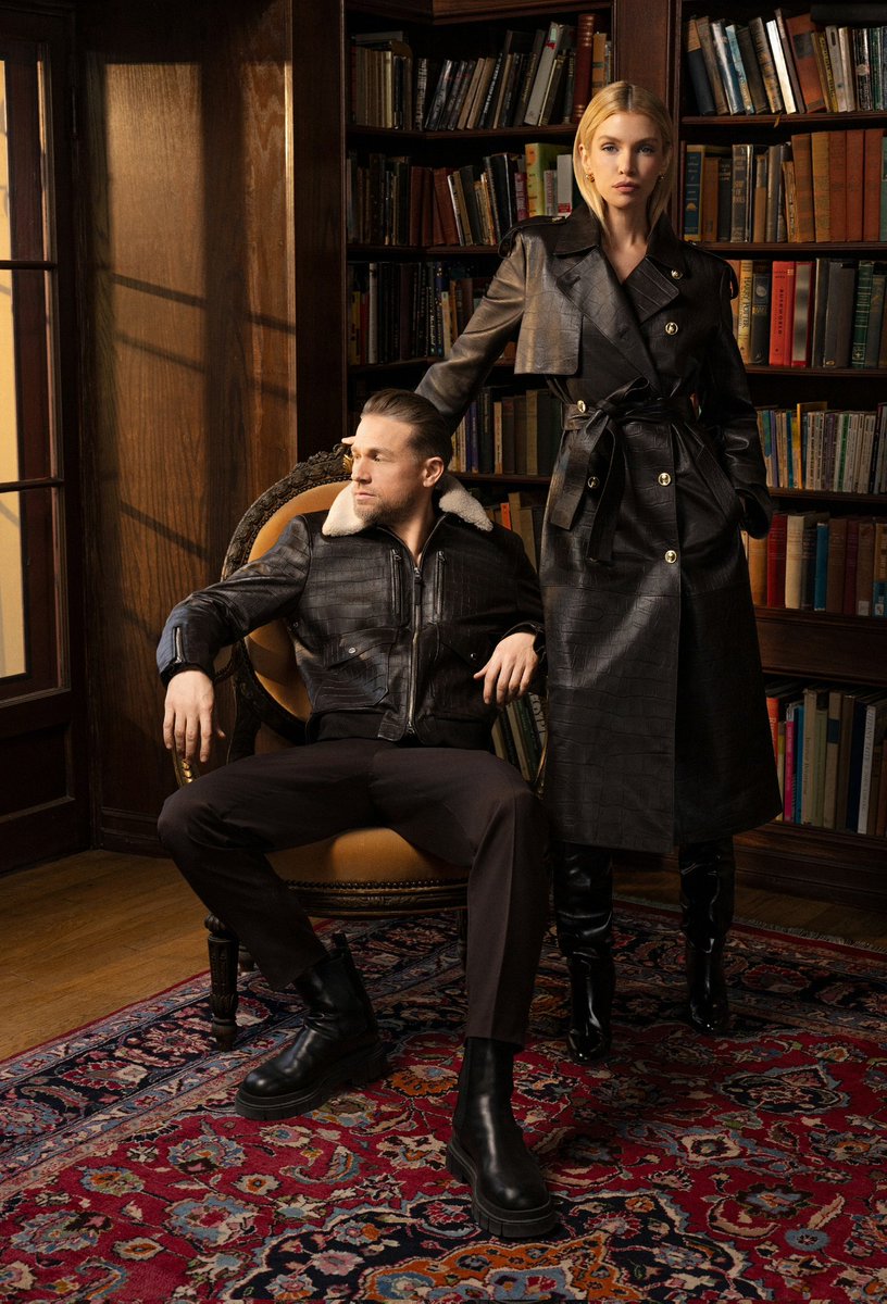 CHunnamFAN's tweet image. Charlie Hunnam and Stella Maxwell for the #MACKAGE Fall/Winter 2025 Collection.