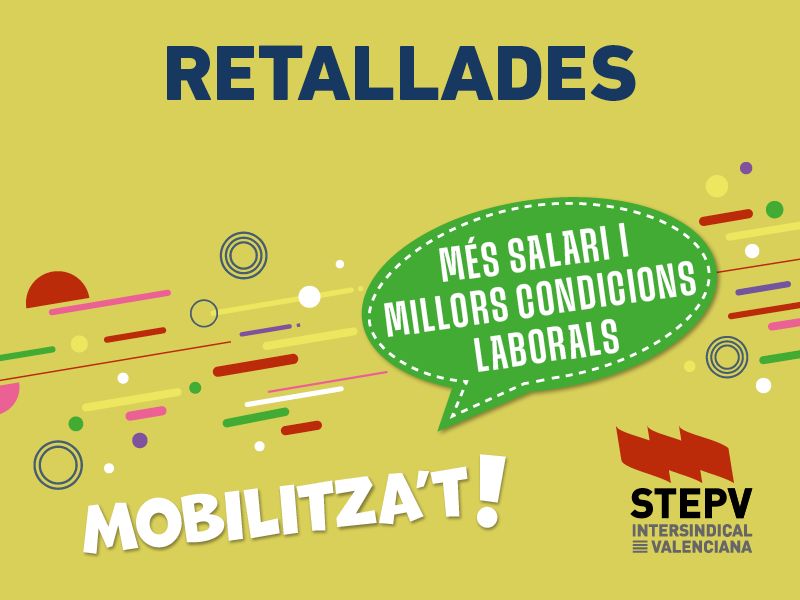 STEPV-Iv (@stepv_iv) on Twitter photo L’administració no cobreix les places necessàries de docents i de personal no docent dels centres educatius.
Quant al professorat pràcticament en tots els centres en falten.
stepv.intersindical.org/noticies/artic…
#Retallades
<a href="/GVAeducacio/">GVA Educació</a>
<a href="/IntersindicalV/">Intersindical_Valen</a>
<a href="/iv_stas/">Stas-IV</a>
<a href="/jarovirajover/">José Antonio Rovira Jover</a> L’administració no cobreix les places necessàries de docents i de personal no docent dels centres educatius.
Quant al professorat pràcticament en tots els centres en falten.
stepv.intersindical.org/noticies/artic…
#Retallades
<a href="/GVAeducacio/">GVA Educació</a>
<a href="/IntersindicalV/">Intersindical_Valen</a>
<a href="/iv_stas/">Stas-IV</a>
<a href="/jarovirajover/">José Antonio Rovira Jover</a>