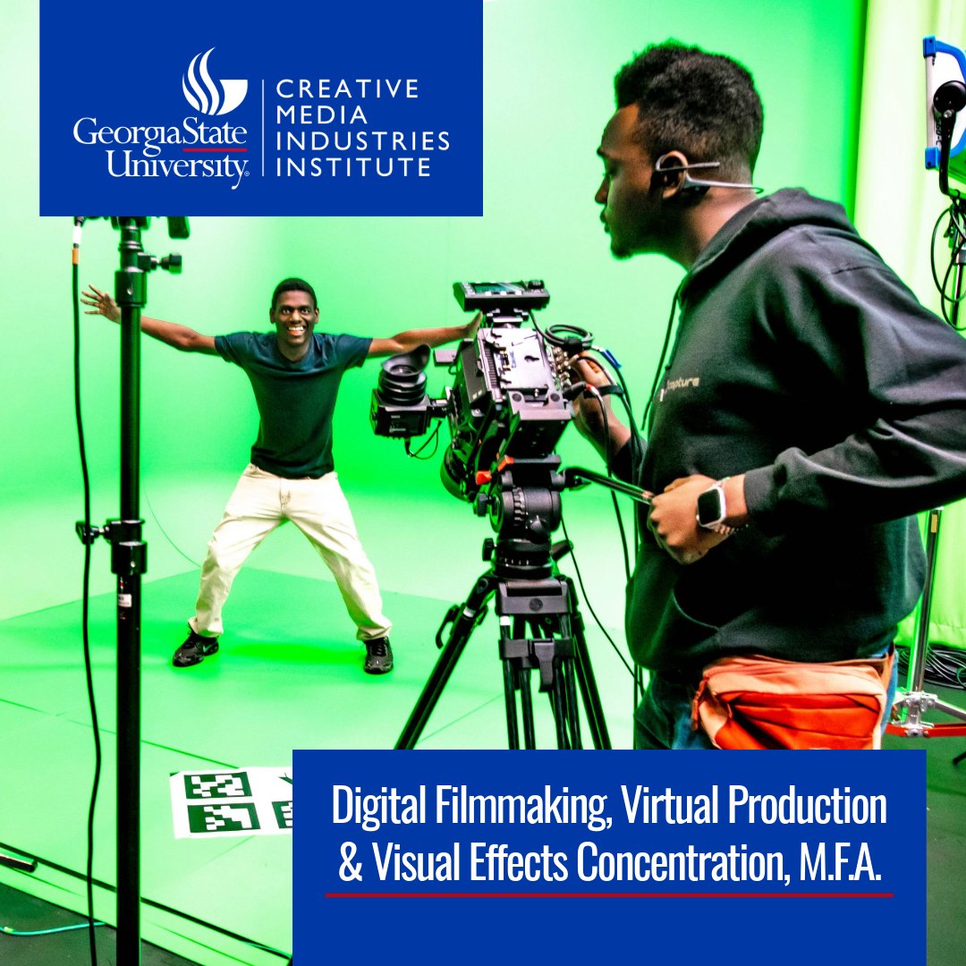 Step into the future of filmmaking. 🎬 CMII’s M.F.A. in Digital Filmmaking with a concentration in Virtual Production and Visual Effects puts the industry’s most advanced motion and performance capture technologies in your hands. Apply by Feb. 1. cas.gsu.edu/program/digita…