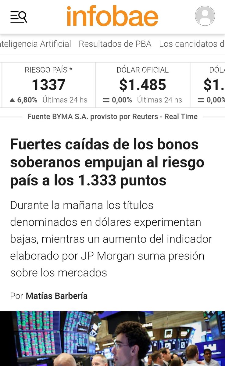 - Y si todo sale bien?
- Hermano, volvió el Riesgo País a la portada de Infobae!