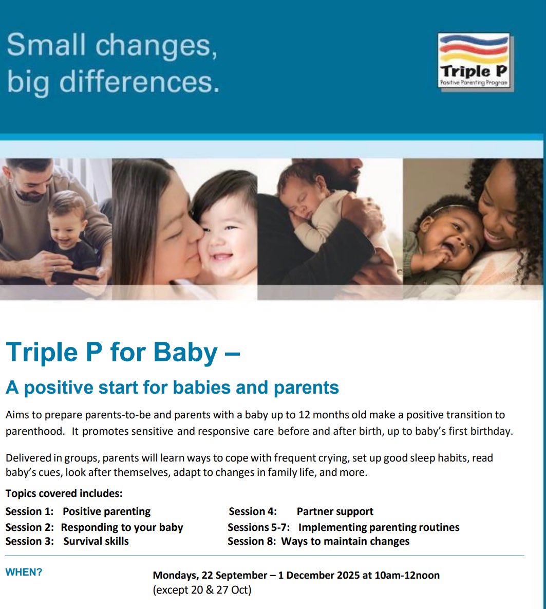Triple P for Baby Parent Group. Contact Mrs Beckford to register 🖊️