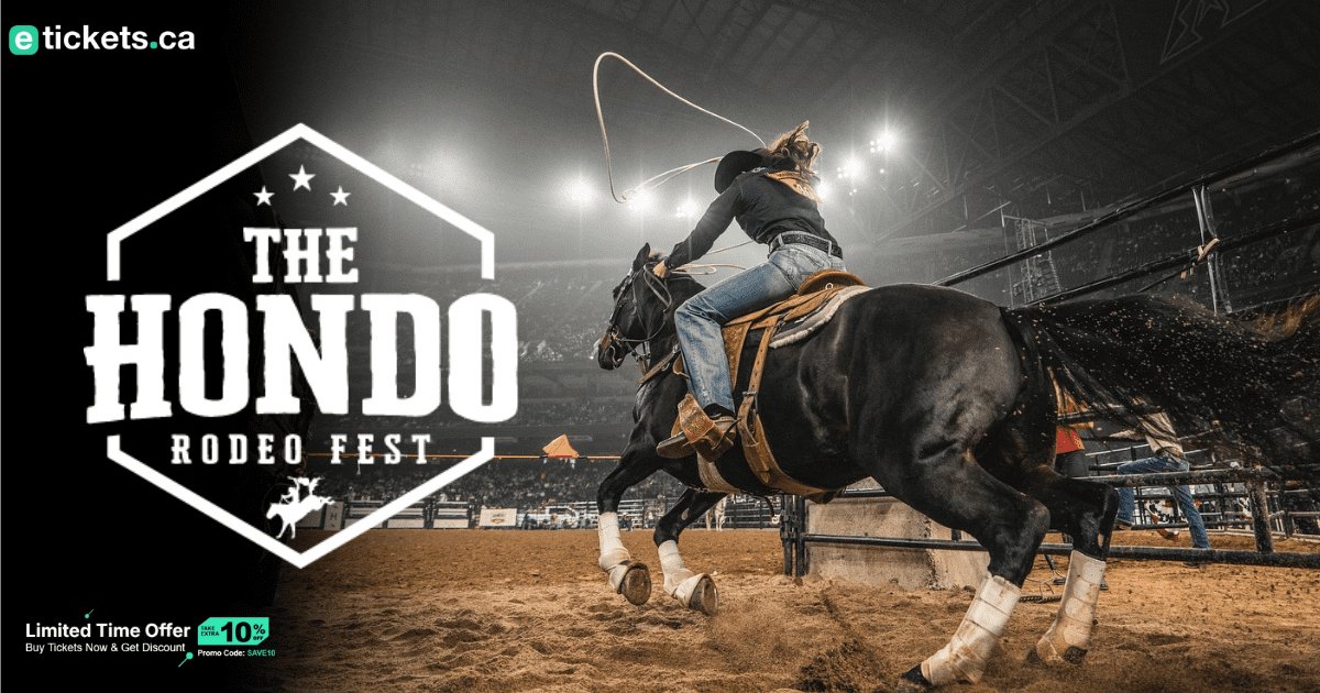 ETicketsCanada's tweet photo. 🤠🎶#HondoRodeoFest LIVE Country music, rodeo thrills &amp; a weekend full of unforgettable fun🐎Don’t miss it #Secureyourtickets now! 🎟https://t.co/5OEtCFnReF🔥 https://t.co/CzbOMQjpju

Use promo code SAVE10 at checkout to get 10% OFF!
#CountryMusic #Rodeo #LiveEvent #TicketsOnSale https://t.co/FTiy3LBWtg