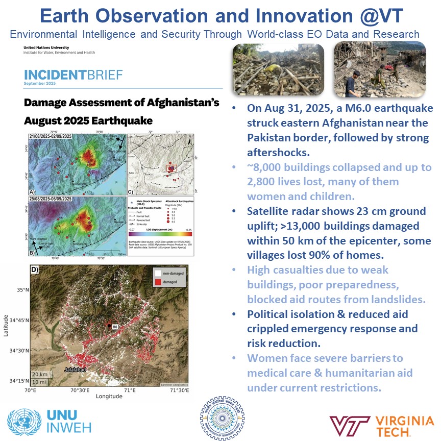 Manoochehr Shirzaei (@shirzaei) on Twitter photo **** Incident Brief ****
new report from <a href="/UNUINWEH/">UN University-INWEH</a> led by researchers from <a href="/virginia_tech/">Virginia Tech</a> and <a href="/iitroorkee/">IIT Roorkee</a> dissects the #Afghanistan #Earthquake Disaster.
On Aug 31, 2025, a M6.0 earthquake struck eastern Afghanistan near the Pakistan border, followed by strong aftershocks.
🏚️ **** Incident Brief ****
new report from <a href="/UNUINWEH/">UN University-INWEH</a> led by researchers from <a href="/virginia_tech/">Virginia Tech</a> and <a href="/iitroorkee/">IIT Roorkee</a> dissects the #Afghanistan #Earthquake Disaster.
On Aug 31, 2025, a M6.0 earthquake struck eastern Afghanistan near the Pakistan border, followed by strong aftershocks.
🏚️