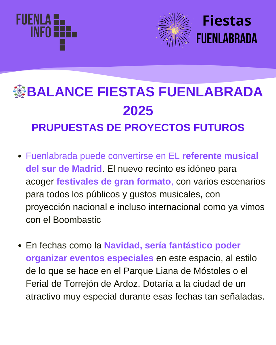 🎡FIESTAS FUENLABRADA /

Se han acabado las primeras fiestas en el Nuevo Parque Ferial y queremos hacer un balance de los aspectos más positivos, negativos y proyectos a futuro:

También hemos preguntado por Instagram vuestro balance y hay multitud de opiniones muy diversas