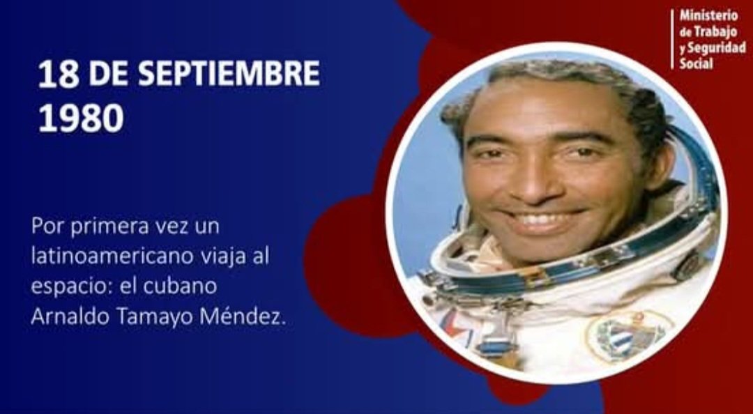 EducRemedios's tweet photo. Un día como hoy, hace 45 años, un cubano llegaba al espacio. La hazaña de Tamayo Méndez y Yuri Romanenko es un eterno símbolo de la solidaridad entre pueblos hermanos. #CubaViveEnSuHistoria https://t.co/geHc1rF3hq