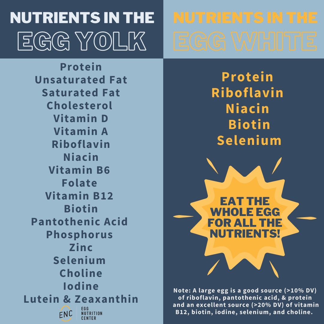 Hard-boiled, scrambled or poached, nearly half of an egg's protein and most of its vitamins and minerals – including those essential for supporting our brains and bodies – are found in the yolk. Don't forget the yolks, folks!