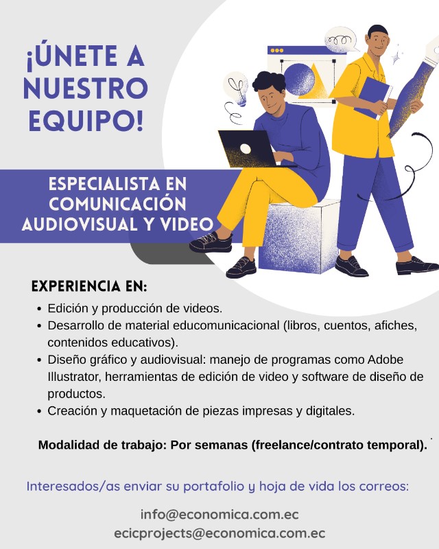 En <a href="/EconomicaCIC/">@Económica</a> estamos buscando un perfil conocedor de comunicación audiovisual y vídeo.