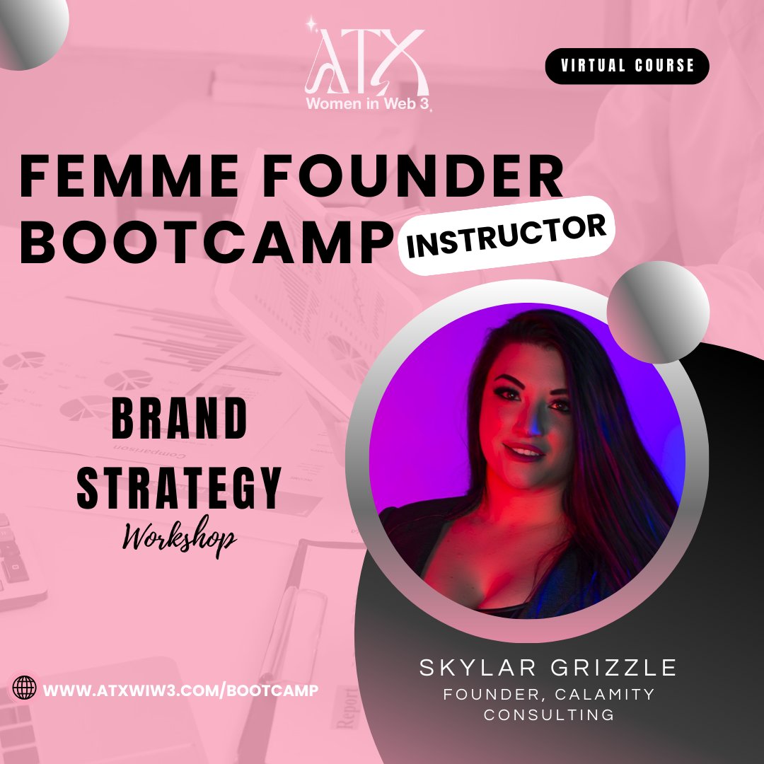 🔹 Instructor Spotlight: Skylar Grizzle
Founder of Calamity Consulting
✨ “Brand Strategy Workshop”

Skylar helps founders bring brands to life with logos, voice &amp; tone, and roadmaps that turn vision into reality.

📝 Register: atxwiw3.com/bootcamp
✨ Orientation starts 9/23