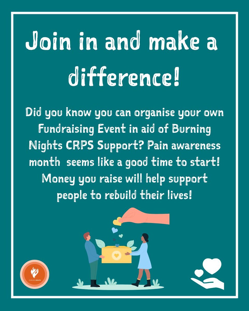 Did you know you can organise your very own fundraising events to support CRPS?
Find out more using the link: buff.ly/526lLuE 

#BNightsCRPS #CRPS #crpsawareness  #Painawarenessmonth #CRPSIsReal #invisiblestrength #Fundraising