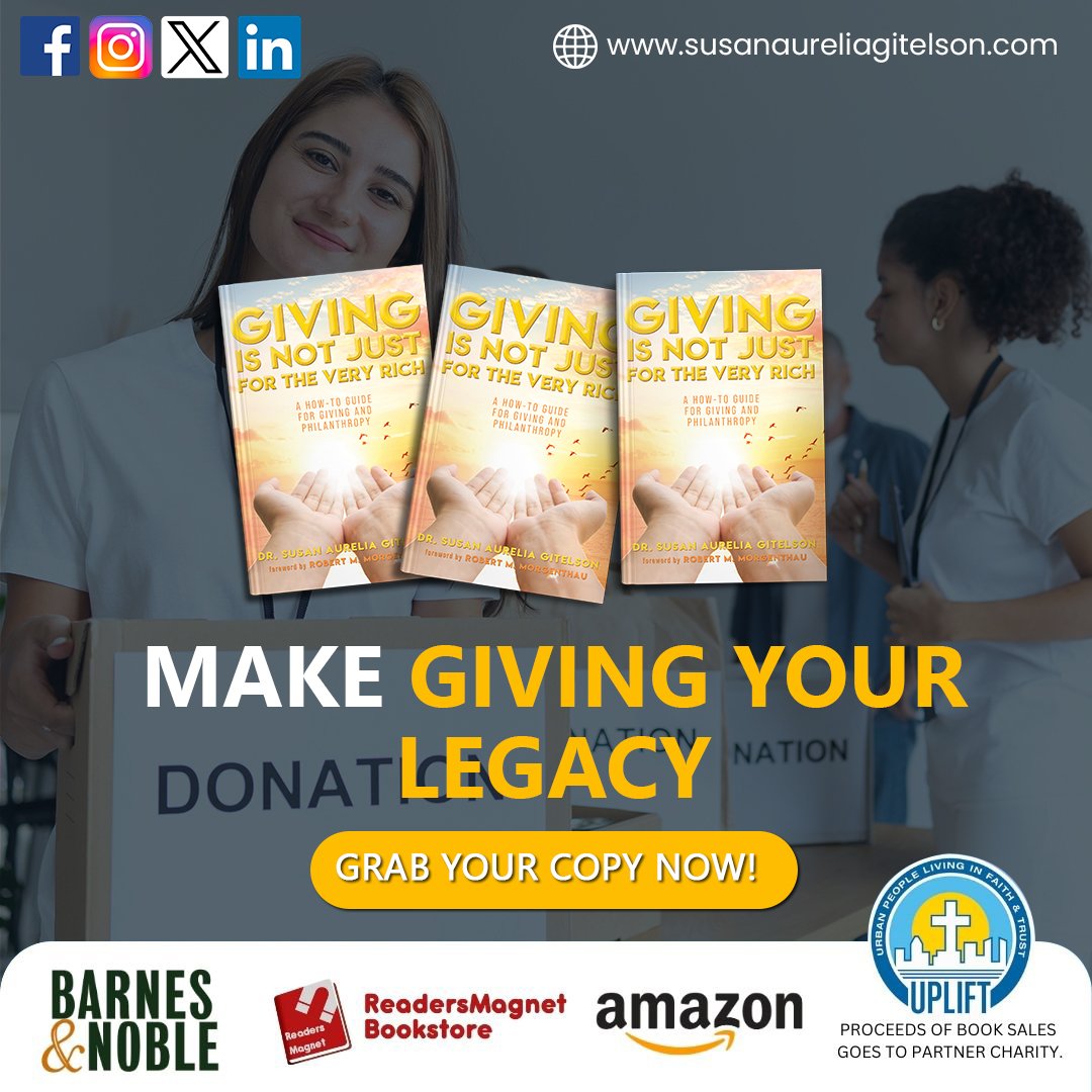 SusanGitelson's tweet photo. In "Giving Is Not Just for the Very Rich," discover practical steps to give meaningfully and leave a lasting impact. It’s your chance to make the world better. Grab your copy now! 

https://t.co/ycigepZTG4       

#GivingIsNotJustForTheVeryRich #SusanAureliaGitelson https://t.co/BXqGrFLEGs