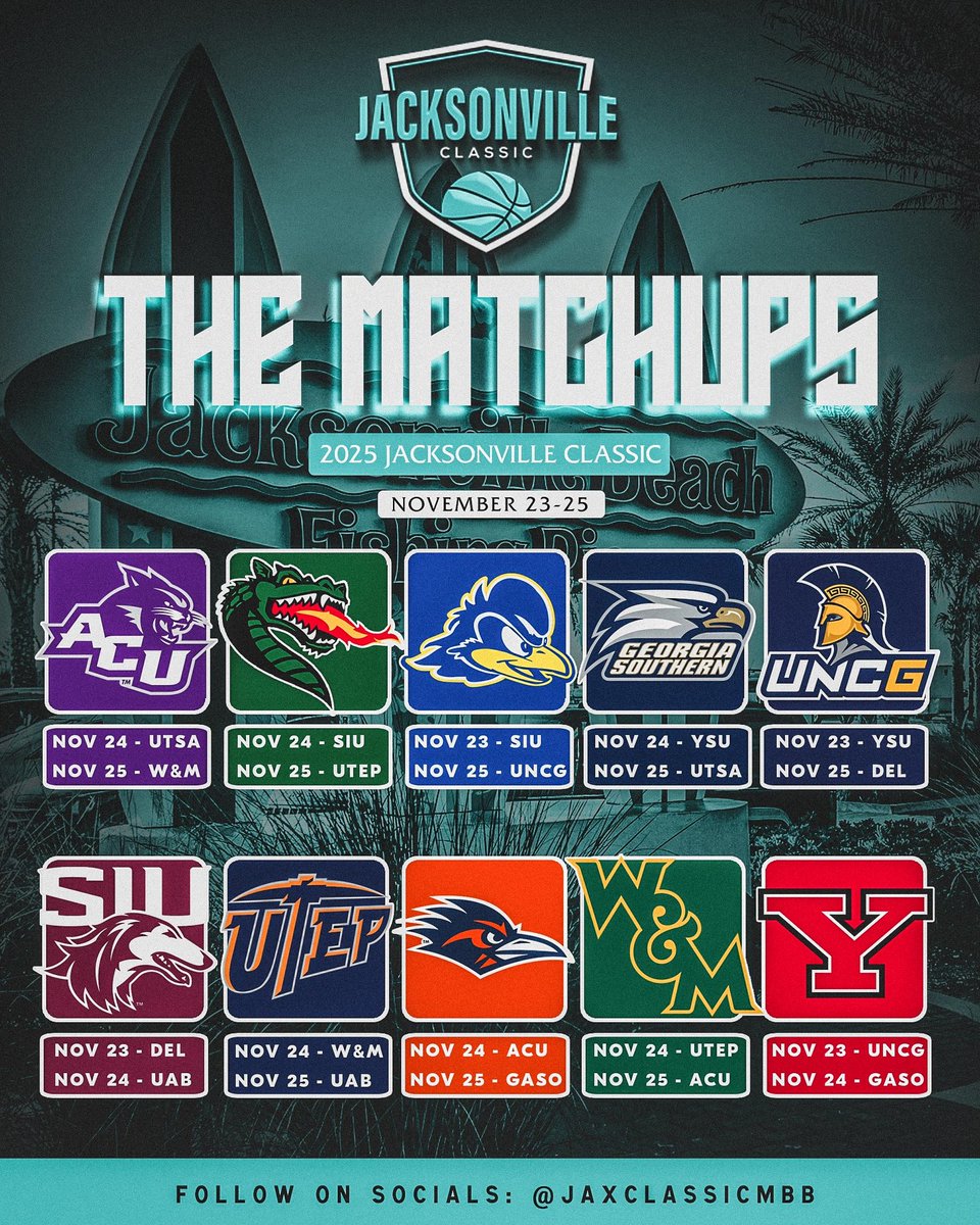 Matchups are Set!! Get your 🎟️🎟️ at jacksonvilleclassic.com 
See you in <a href="/Visit_Jax/">visit_jax</a> !! #jaxclassicmbb