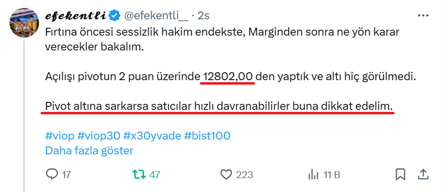 efekentli__'s tweet photo. Pivot altı işlemler için saat 16:00 da yaptığım uyarımız vadelide işlem yapan arkadaşlarımız için faydalı olmuştur inşallah.

söz konusu #viop sa biz daha iyisini yapana kadar en iyisi bu 😎

#efekentlisistem https://t.co/LPrEfVjb6C