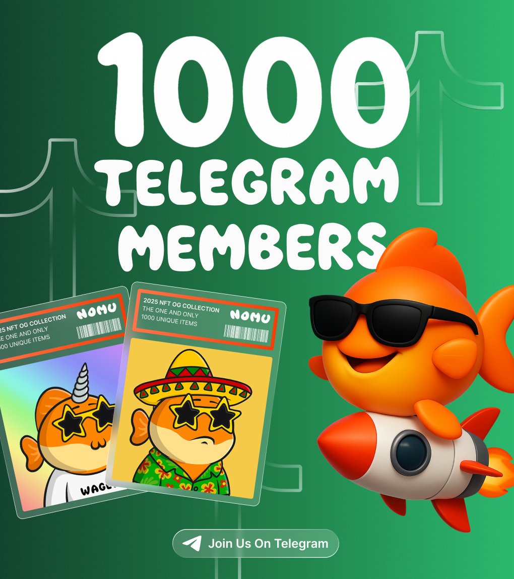 EatwithNomu's tweet image. 🎉 1,000 NOMU MEMBERS 🎉

We did it, Nomunity 🐡🧡
We just hit 1,000 members in the Telegram! Nomu is no longer a small fish!

Huge shoutout to every member of the community! Let’s keep building together!

As promised, we’re running a giveaway for 1 OG NOMU NFT, join now on…