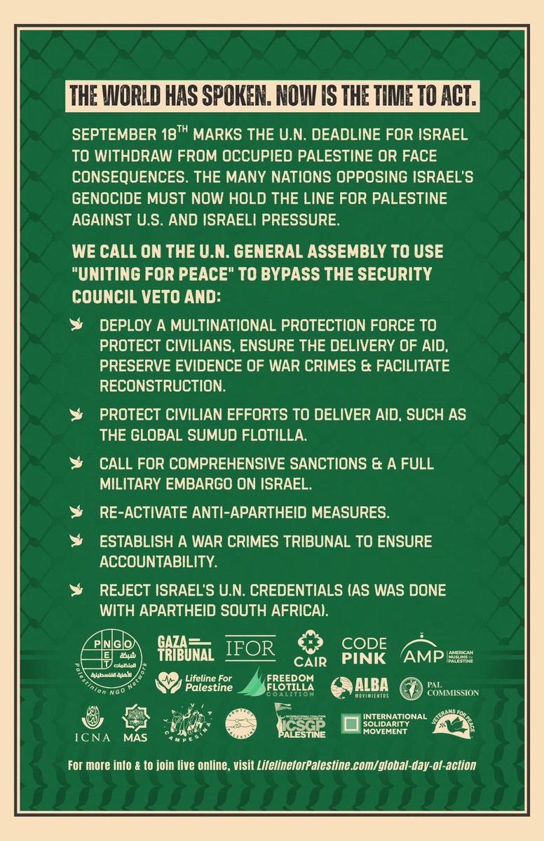 toxdanny's tweet image. Global Day of Action: Uniting for Peace on September 18th
End the Genocide Now - Join Our Webinar! Lifeline for Palestine 👇
lifelineforpalestine.com/global-day-of-…
