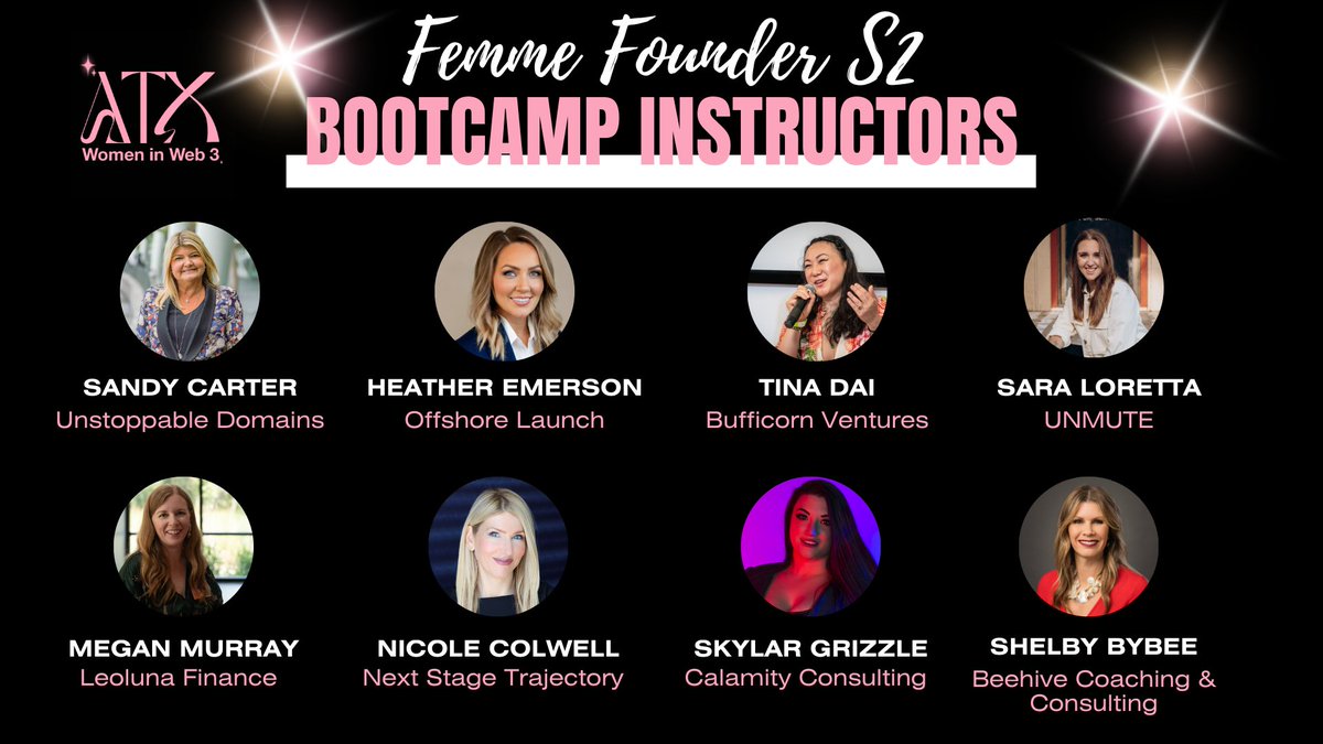 🚀✨ Femme Founder Bootcamp Season 2 starts TOMORROW!

This year’s lineup covers it all:
⚡ AI &amp; Web3 trends
⚡ Scaling ops
⚡ Go-to-market
⚡ Finance &amp; funding 
⚡ Pitch decks
⚡ Branding

📝 Register now: atxwiw3.com/bootcamp
#FemmeFounder #WomenInTech #Web3 #AI