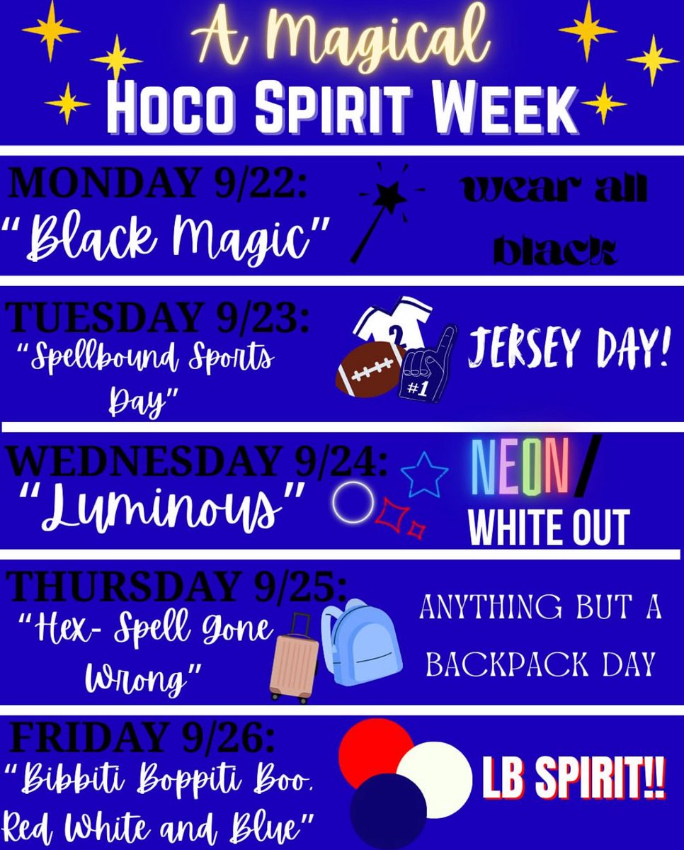 Homecoming Dress Up Days!! 9/22 - 9/26