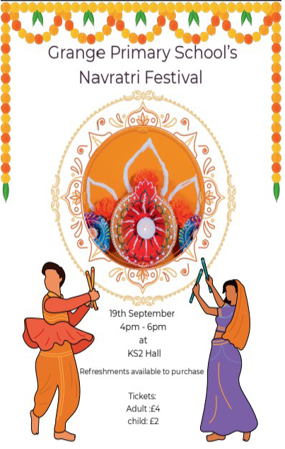 Dance <a href="/GrangeHarrow/">Grange Primary Harrow #Anti-racism #inclusion</a>  !📢

Join our PTA for a vibrant Garbha Celebration 💃

Get ready our hall is transforming into a vibrant dance floor! We invite you to join us for an unforgettable evening filled with music, fun, and dance

Date: Tomorrow, 19th September
Time: 4 PM to 6 PM