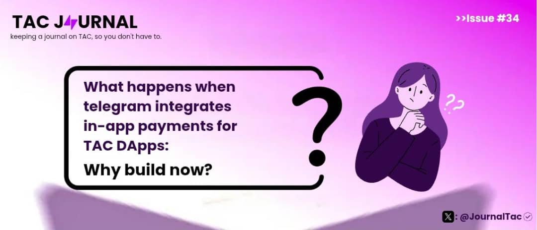 What really happens when Telegram flips the switch and lets billions pay inside TAC-powered dApps the same way they send a sticker?

We wrote a deep dive on why that moment could be the biggest unlock in consumer crypto yet

Article: medium.com/@tacjournal9/w…

Remember we're