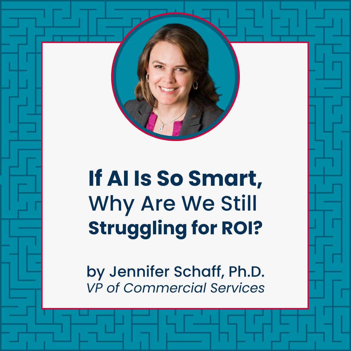 Kicking off our new blog series, Jennifer Schaff, Ph.D. breaks down why ROI from AI remains so elusive—and what to do about it.

If your organization is using AI but not yet seeing the results you’d hoped for, this series is for you: bit.ly/46loJHH

#AI #DataAnalytics