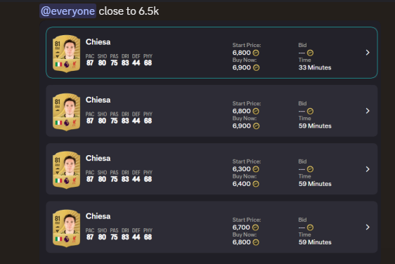 seleiro_joao's tweet photo. Discord is starting to cook 🤭

So many flips were posted today, I guess we can say they were pretty good...

Just a couple examples,
Chiesa 7k to 20k
Openda from 20k to 70k

JOIN NOW AND GET INVOLVED 👉https://t.co/EtJuVqYrcU

#FC26 https://t.co/UNVdaIWtmZ