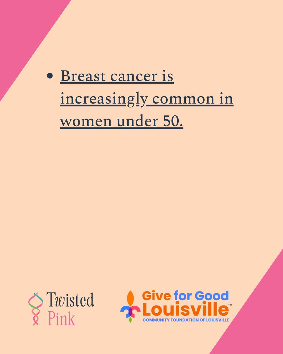 twistedpinkorg's tweet image. Breast cancer is increasing in younger women.  It is so important to continue self-breast exams and know your risk.  Donate to Twisted Pink today to help us provide hope to all people under 50 living with metastatic breast cancer.  loom.ly/rGxl-oI