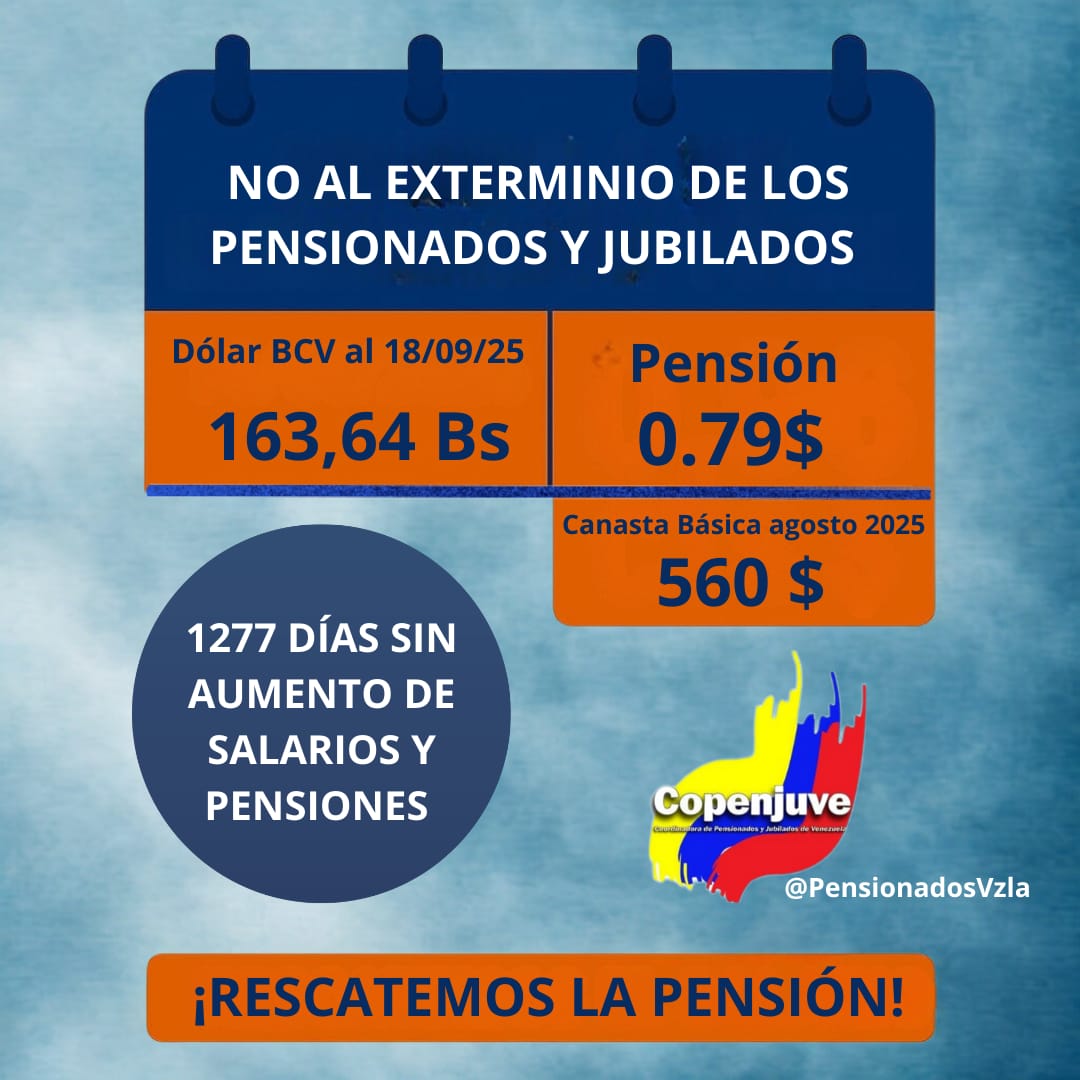 Nos condenan al olvido, al hambre, al silencio.  
Ser pensionado en Venezuela es resistir el abandono.  
¿En verdad creen que 0,79 $ sirve para algo?
No pedimos limosna, exigimos justicia social. 
#RescatemosLaPensión  #AumentenLaPension