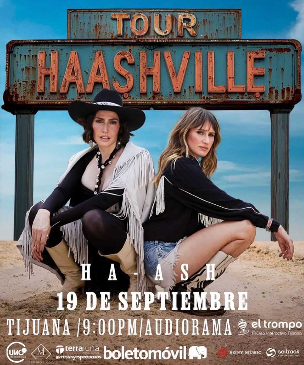 <a href="/haashoficial/">Ha*Ash</a> llega a #Tijuana  con su tour #Haashville ¿Quien ya tiene su boleto para el concierto? 🌵👢❤️🤠#HaAshEnTijuana  #ElTrompo #HaAsh #GiraHAASHVILLE  #HaAshEnConcierto  #Show #Concierto #PopLatino  #Tour #HaAsh2025 #Fan  #DeGiraConHaAsh  #Concert #SoldOut #Tour2025