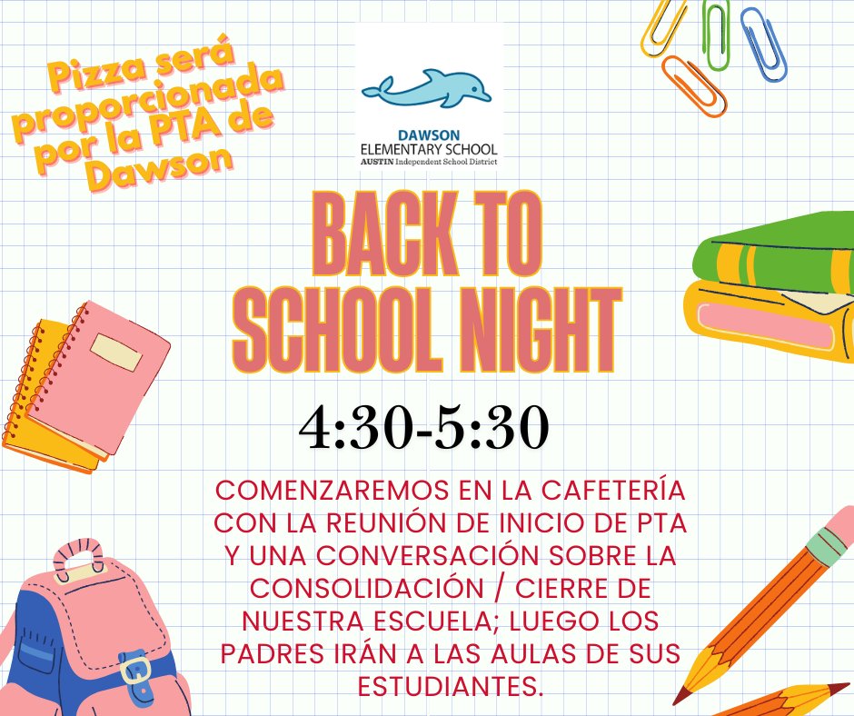 Reminder about our Back to School Night tomorrow....we look forward to having our Dawson parents join us for this event 😃