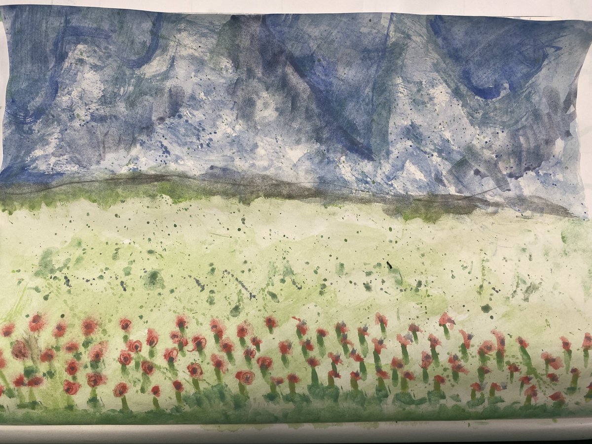 Our talented year 6 children have today produced some beautiful watercolour pictures representing WW1 poppy fields. #aloveoflearninggrowshere