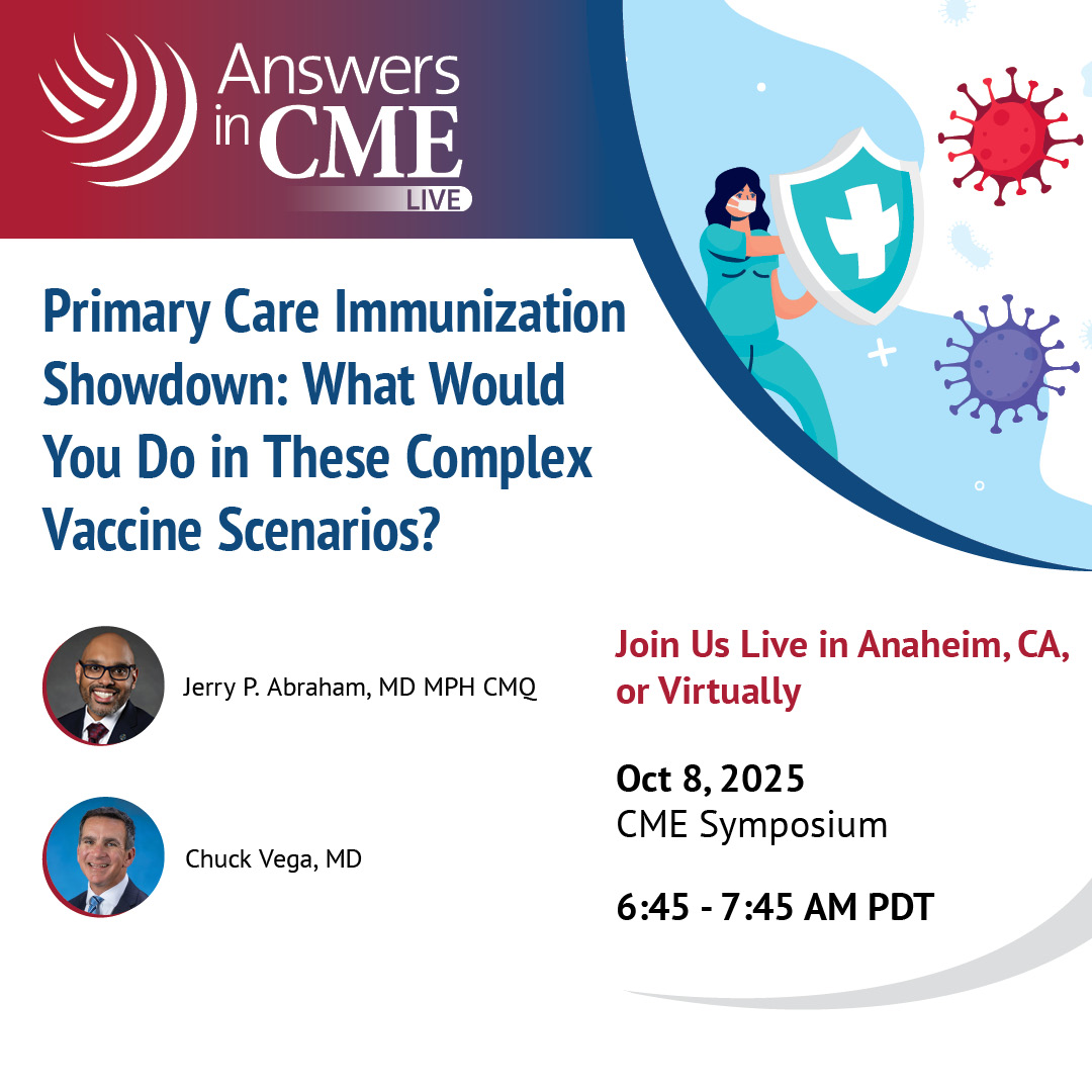 💉 Tough #immunization cases are coming to your practice—are you prepared? Join expert faculty live in Anaheim #AAFPFMX or watch the livestream to learn how they tackle challenging #vaccine scenarios in this interactive #CME event.

#AAFPFMX2025

REGISTER: answersincme.com/CME-25-198904?…