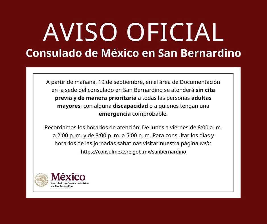 A partir de mañana, 19 de septiembre, en el área de Documentación se atenderá sin cita previa y de manera prioritaria a:

👵 Adultos mayores
♿ Personas con discapacidad
⚠️ Casos de emergencia comprobable