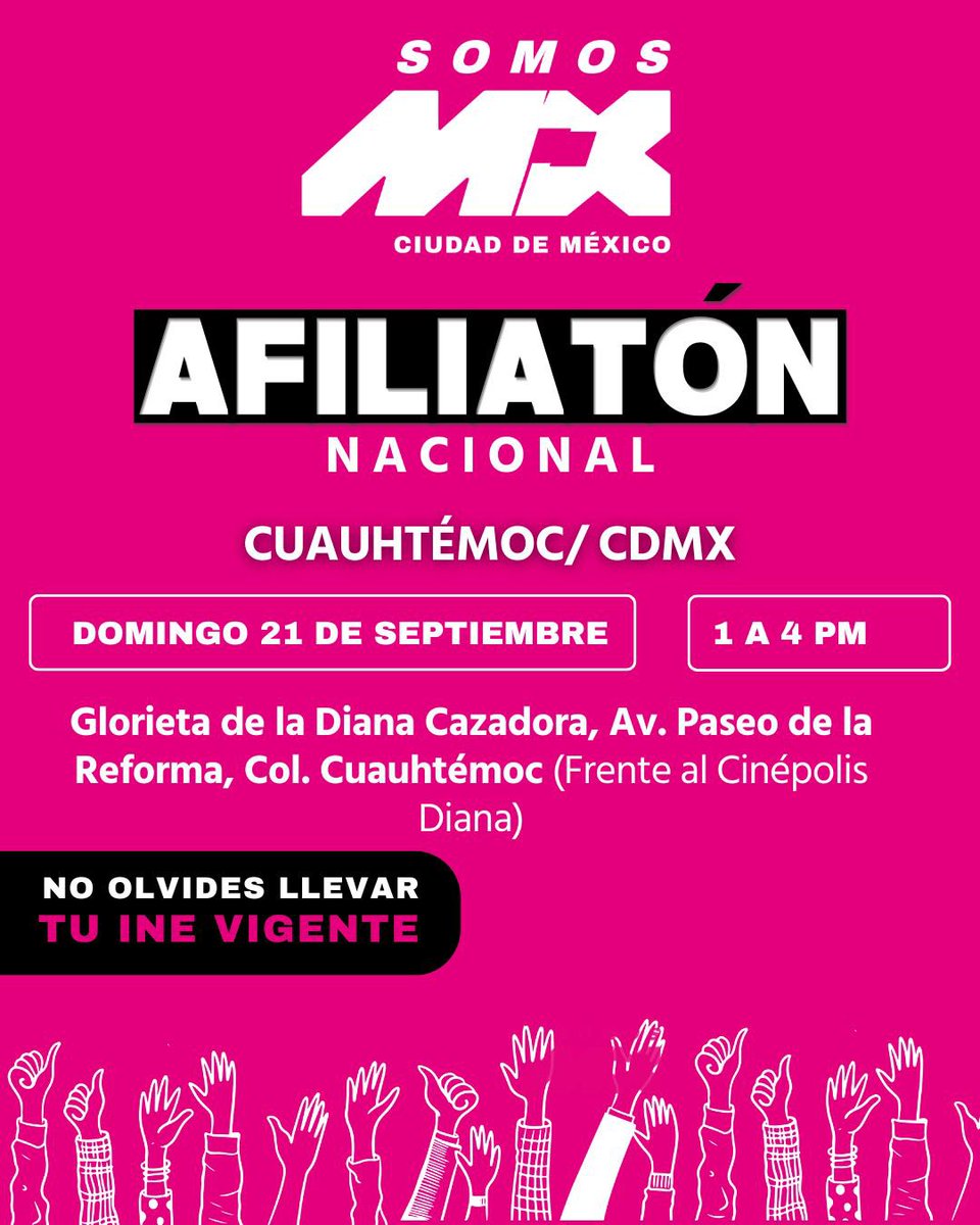 SomosMxMexico's tweet image. ¿Cansado de lo mismo? El verdadero cambio empieza en las calles, en tu comunidad, con tu participación. Te esperamos en nuestros puntos de afiliación en #CDMX. ¡Es hora de actuar! 1/2🧵
#AfiliatónNacional #SomosCDMX
