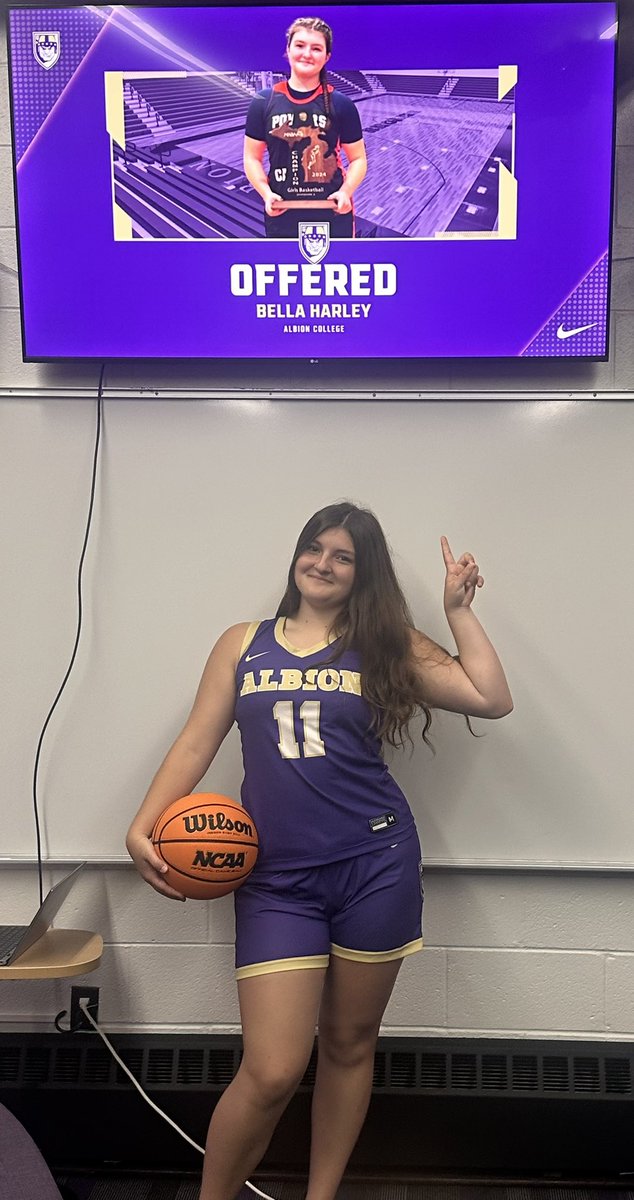 After an amazing visit today with <a href="/CoachdCarden/">Doreen Carden</a> and <a href="/CoachEvanMetz/">Evan</a> I’m blessed to receive an offer from <a href="/AlbionWBB/">Albion College Women’s Basketball</a>. <a href="/gobrits/">Albion Athletics</a>