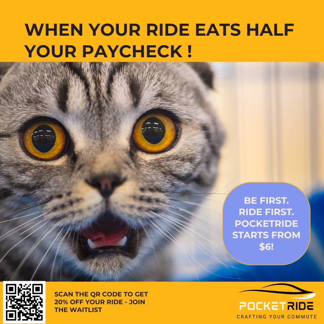 MyPocketride's tweet image. 😿 That face when your ride eats half your paycheck…
Good news, Sarnia! 
🚗 Pocketride rides start at just $6.

Get 20% OFF your trip when you join the waitlist 
👉 mypocketride.com/rider_go_local

#PocketFriendly #CommuteSmart #SarniaOntario #AffordableRides #SaveMoney