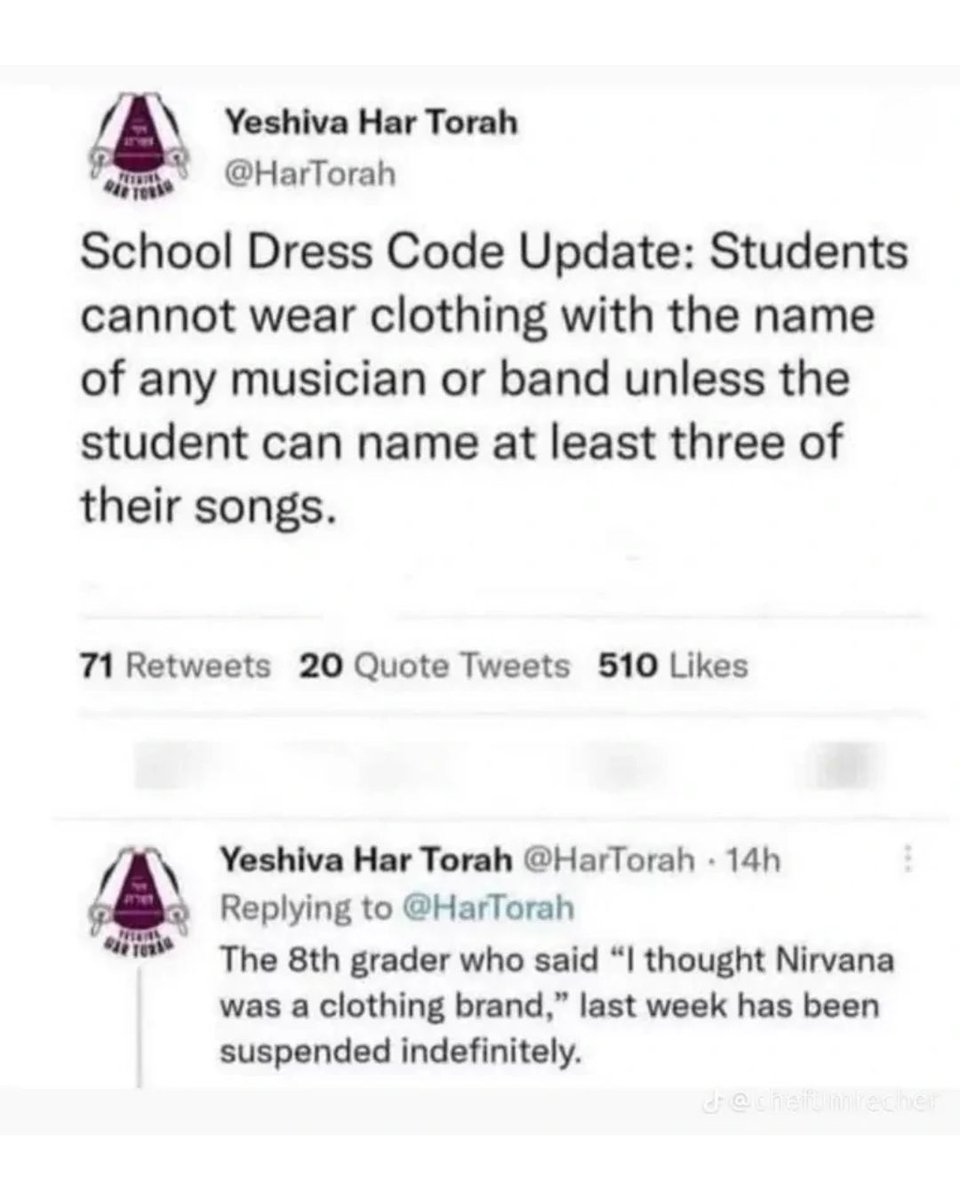 Memedroid's tweet image. School Dress Code in action #dresscode #memes #music #school #funny
