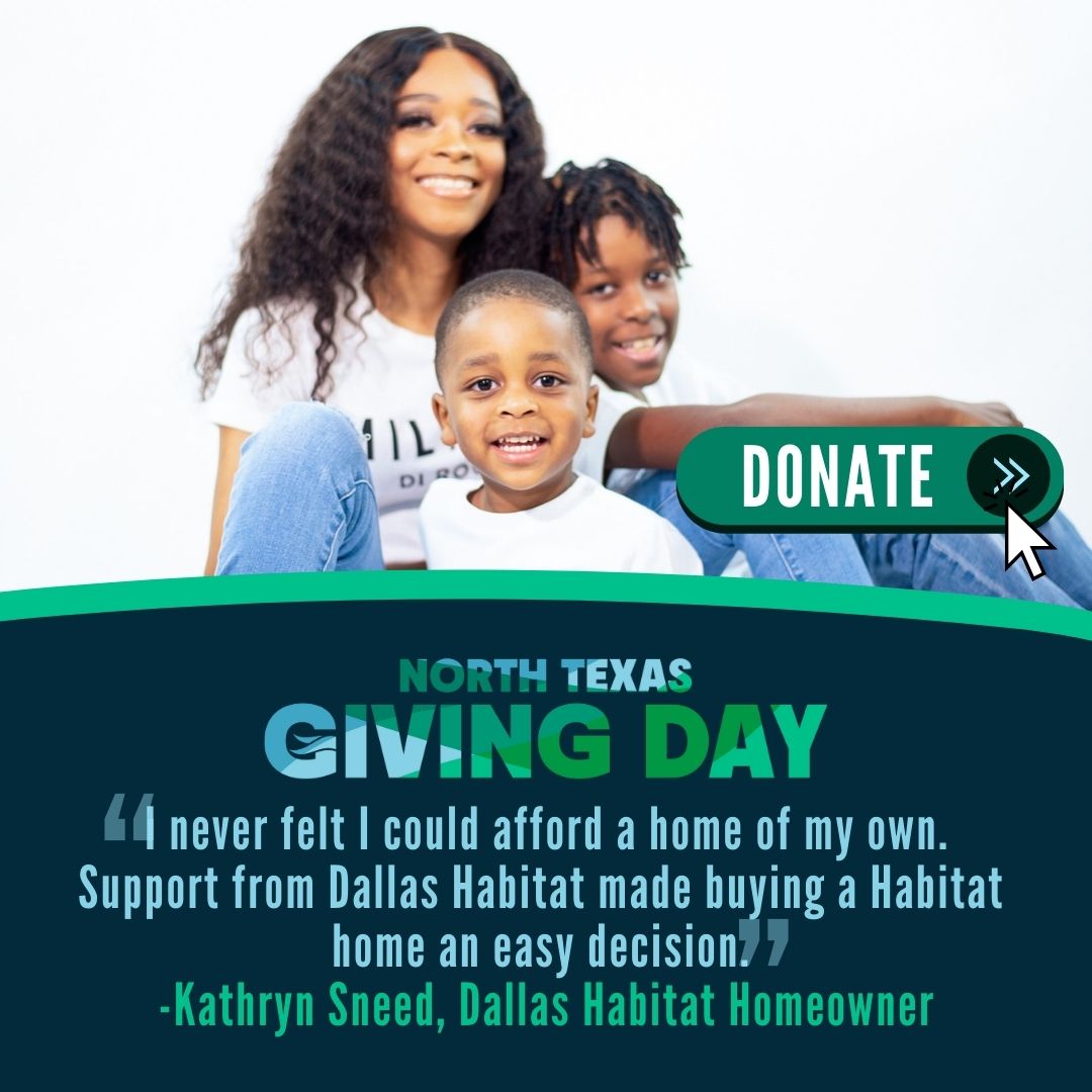60% of Dallas Habitat program participants are single mothers. This #NTXGD, your gift helps women like Kathryn build stability &amp; hope. Donate: DallasAreaHabitat.org/NTXGD
