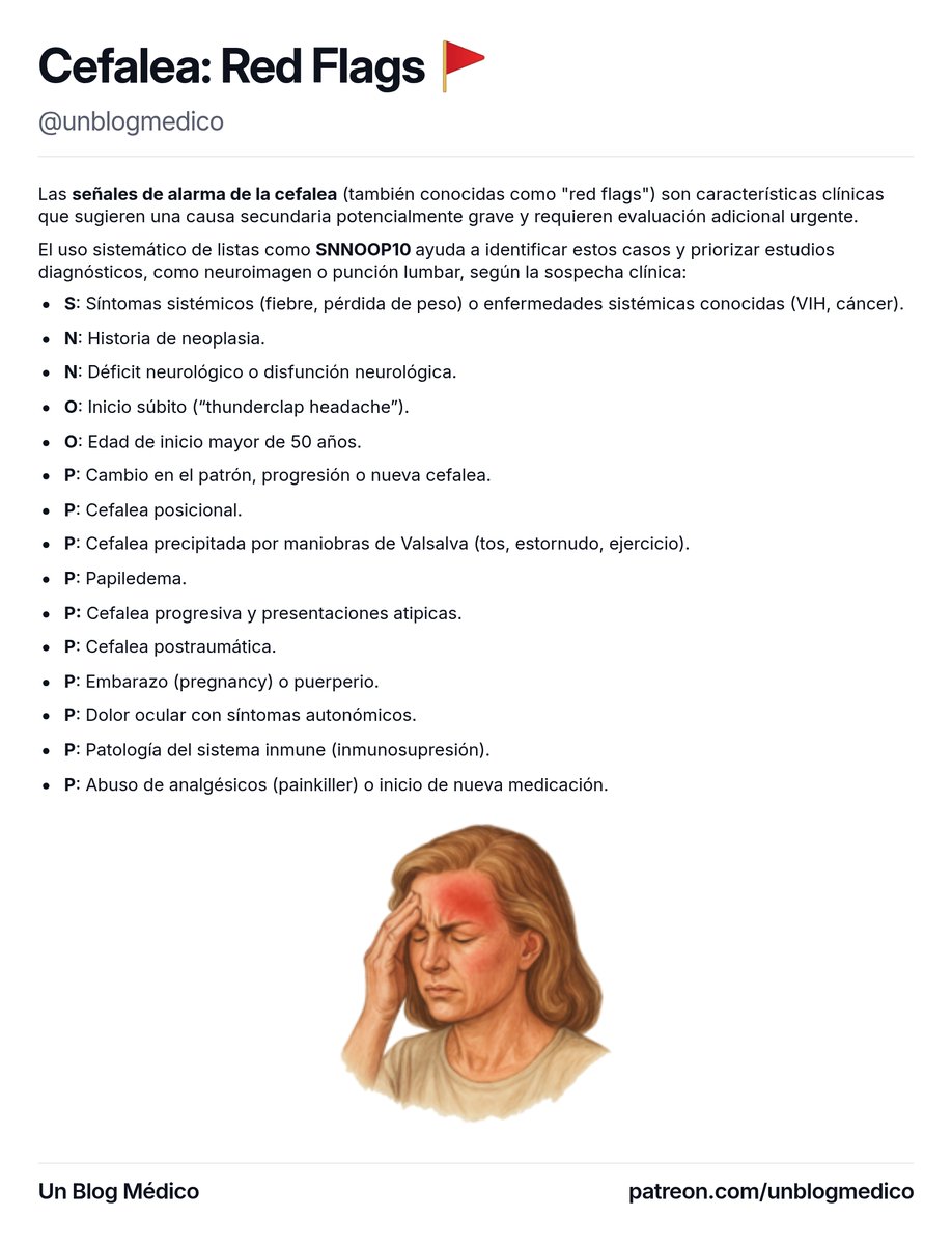 unblogmedico's tweet photo. 🚩 | Red Flags de Cefalea: https://t.co/UAZ6zWMrss