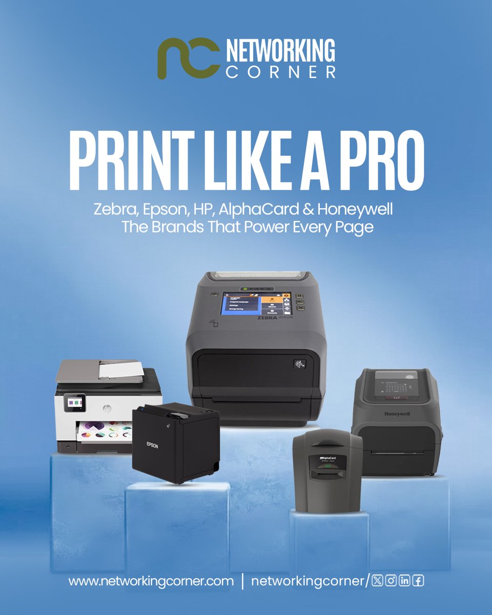 NetworkingCor's tweet photo. Print Like a Pro. Zebra, Epson, HP, AlphaCard &amp; Honeywell—brands that power every page with performance and reliability.
https://t.co/v0yIXKfiCM

#NetworkingCorner #PrintSolutions #OfficePrinting #BusinessPrinting #HP #Epson #Zebra #Honeywell https://t.co/1daL2JY4kT
