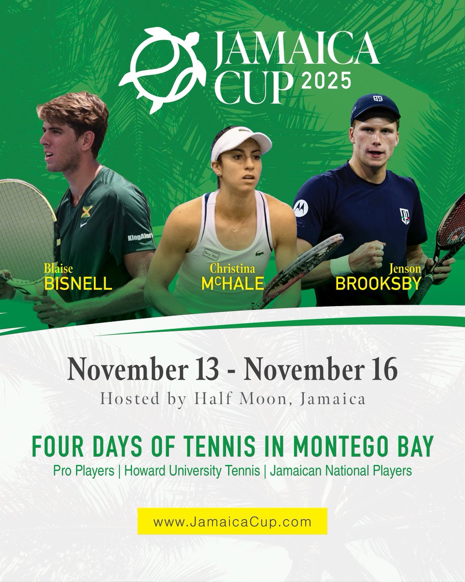🎾 Big news! @KMglobalevents and <a href="/LINKstrategic/">Team LINK</a> are thrilled to announce the inaugural Jamaica Cup at <a href="/HalfMoonJamaica/">Half Moon</a> this November 13-16, 2025!

Top #tennis pros including <a href="/JensonBrooksby/">Jenson Brooksby</a>, <a href="/ChristinaMcHale/">Christina McHale</a>, @BlaiseBicknell, as well as the <a href="/HowardU/">Howard University</a> @HUbisontennis Team, and Team